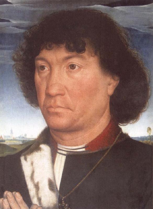 Hans Memling Portrait of a Man at Prayer before a Landscape oil painting picture